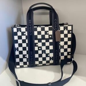 Coach Silver Black Chalk Smith Tote Bag